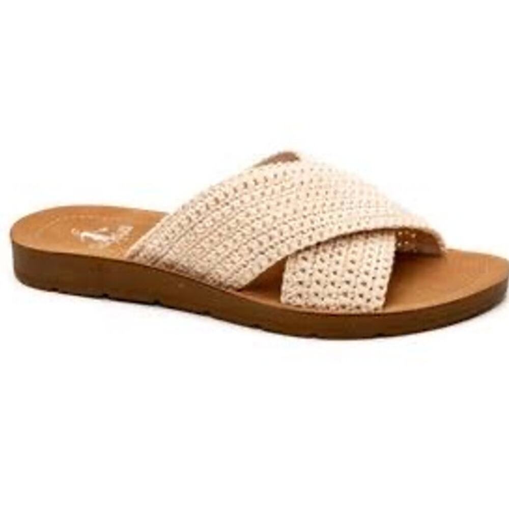 NEW Corkys Dig It Sandals Women's Size 7 Ivory Boho Coquette Twee Slides Comfort